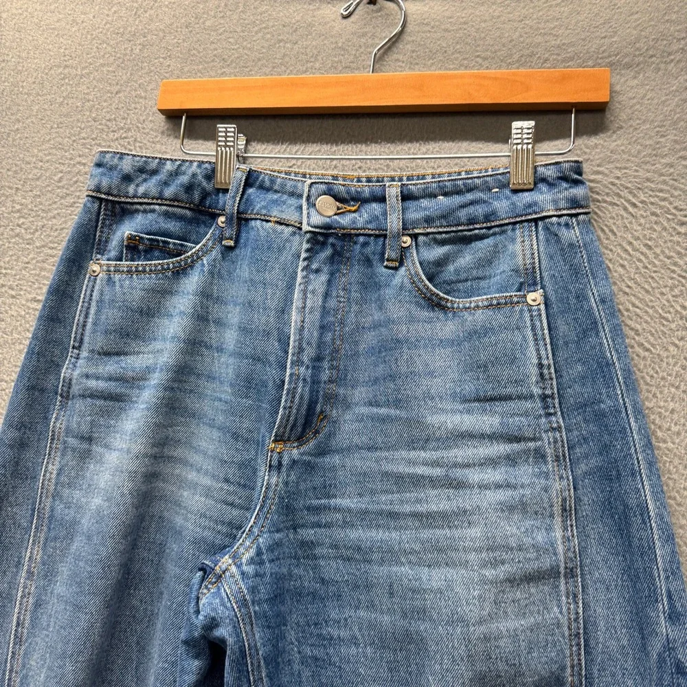 Rivete Barrel Jeans Womens 27 Petite 27P (29x25) Blue High Rise Denim Boho Crop